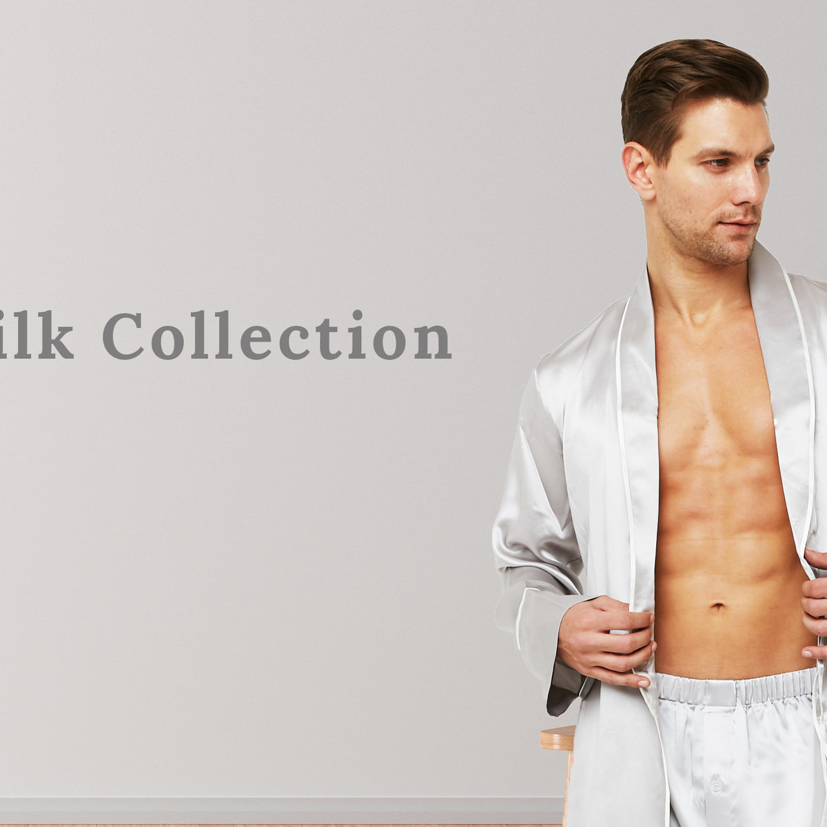 MYK Men's Silk Robe with Shawl Collar