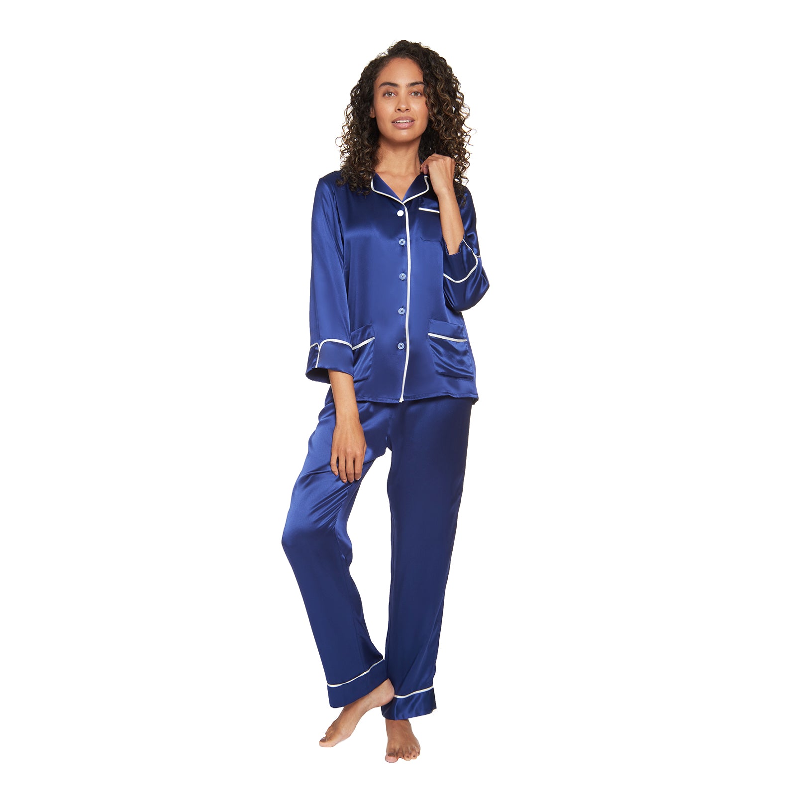 MYK Silk Women's Pajama Set With Contrast Piping, 44% OFF