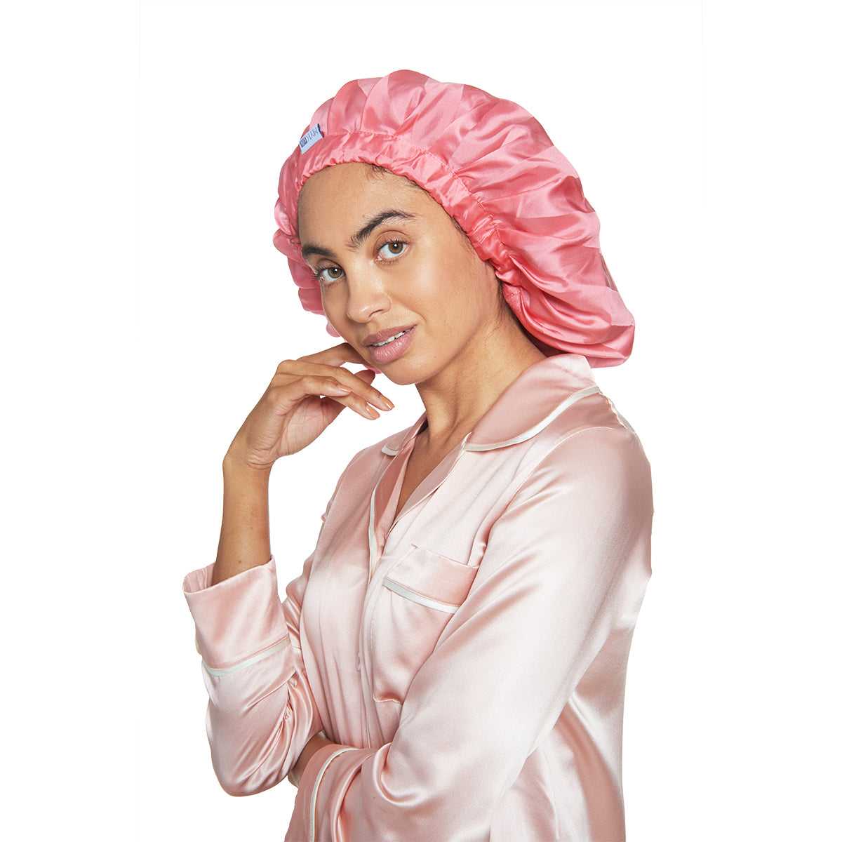 BONNET QUEEN Silk Bonnet for Sleeping Tie Bonnet Satin Bonnet with Tie Band  Hair Bonnet for Sleeping Night Sleep Hair wrap for Women Curly Hair Rose