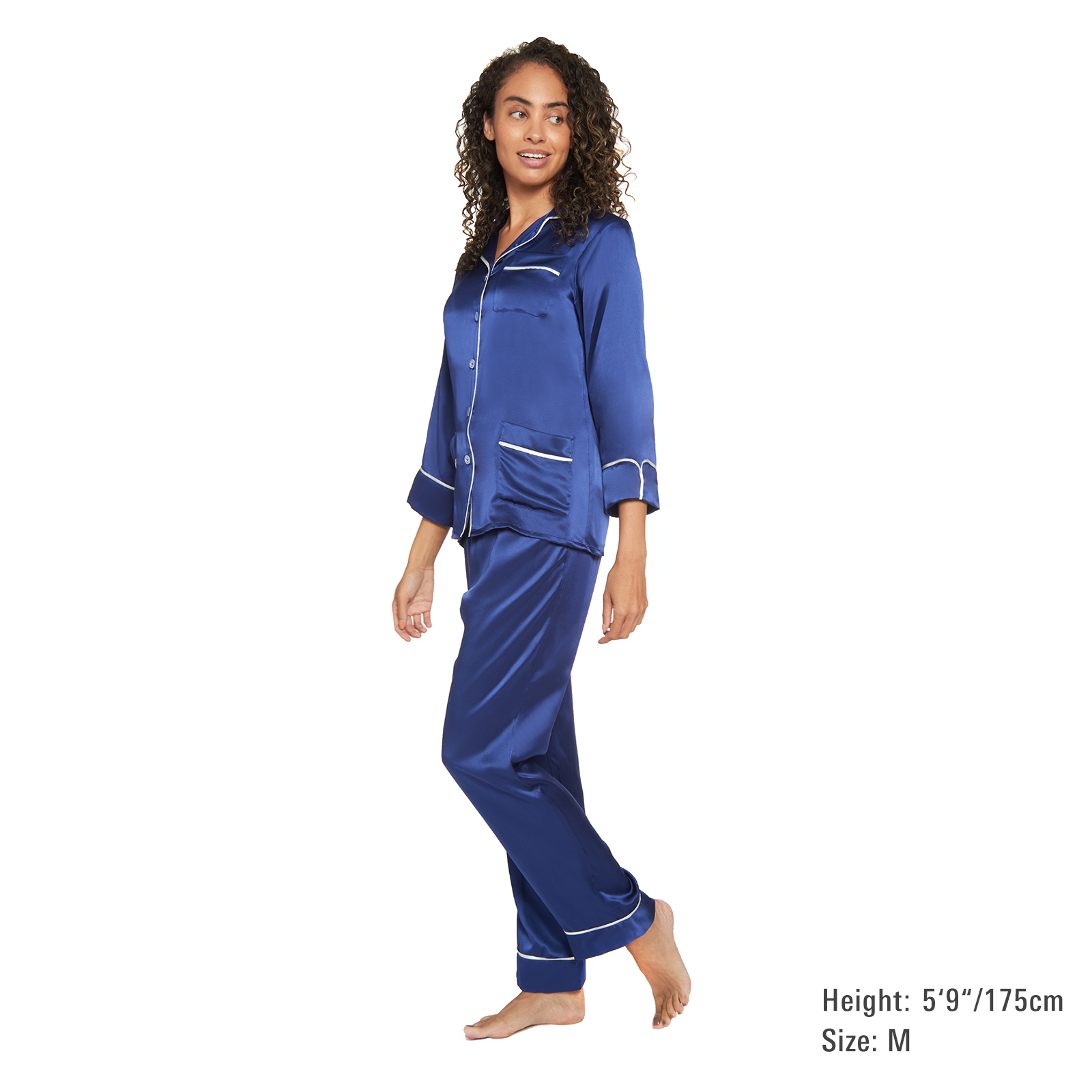 Classic Blue Stripe Pyjama Set - For Her from The Luxe Company UK
