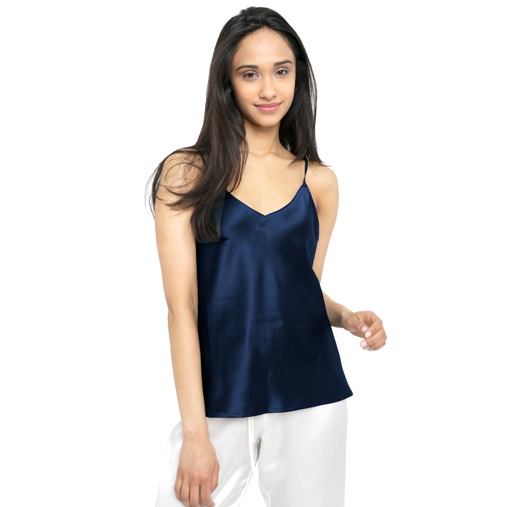 Silk Camisole in Navy Blue – silk&jam